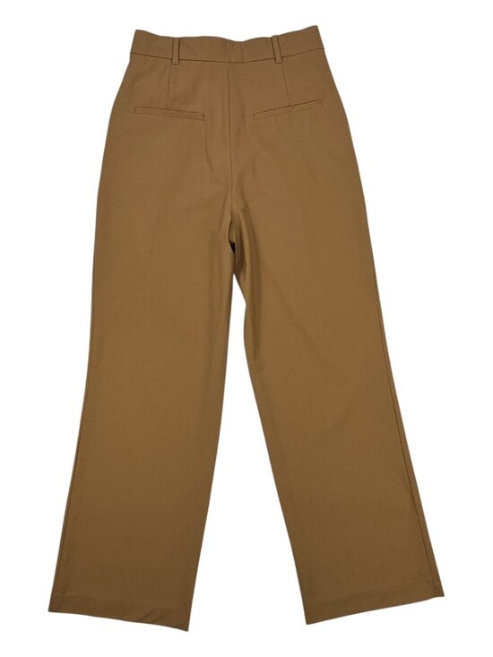 Zara Pleated Front Wide Leg Trouser Pants S Tan High Rise - Picture 2 of 13